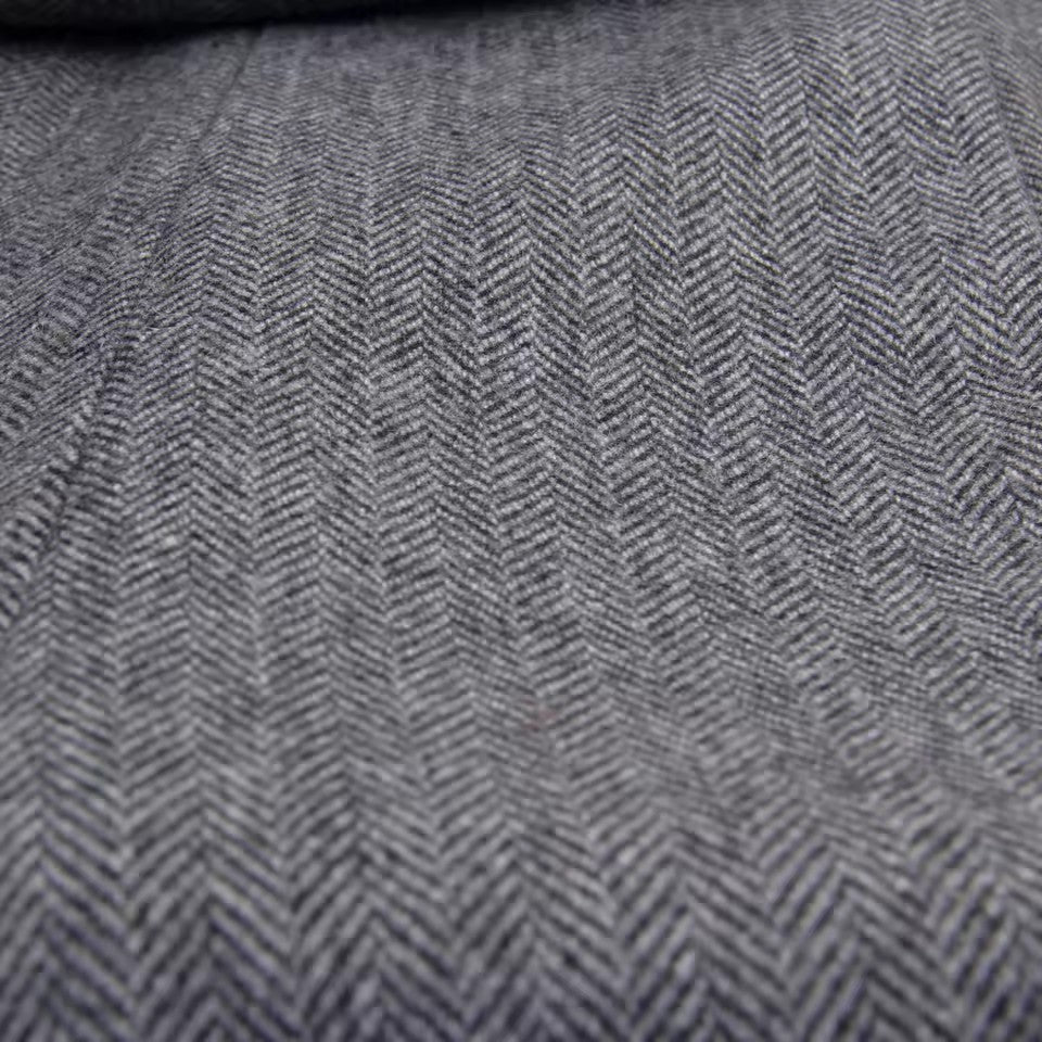 Charcoal Herringbone Wool-Blend Winter Trousers — view 4