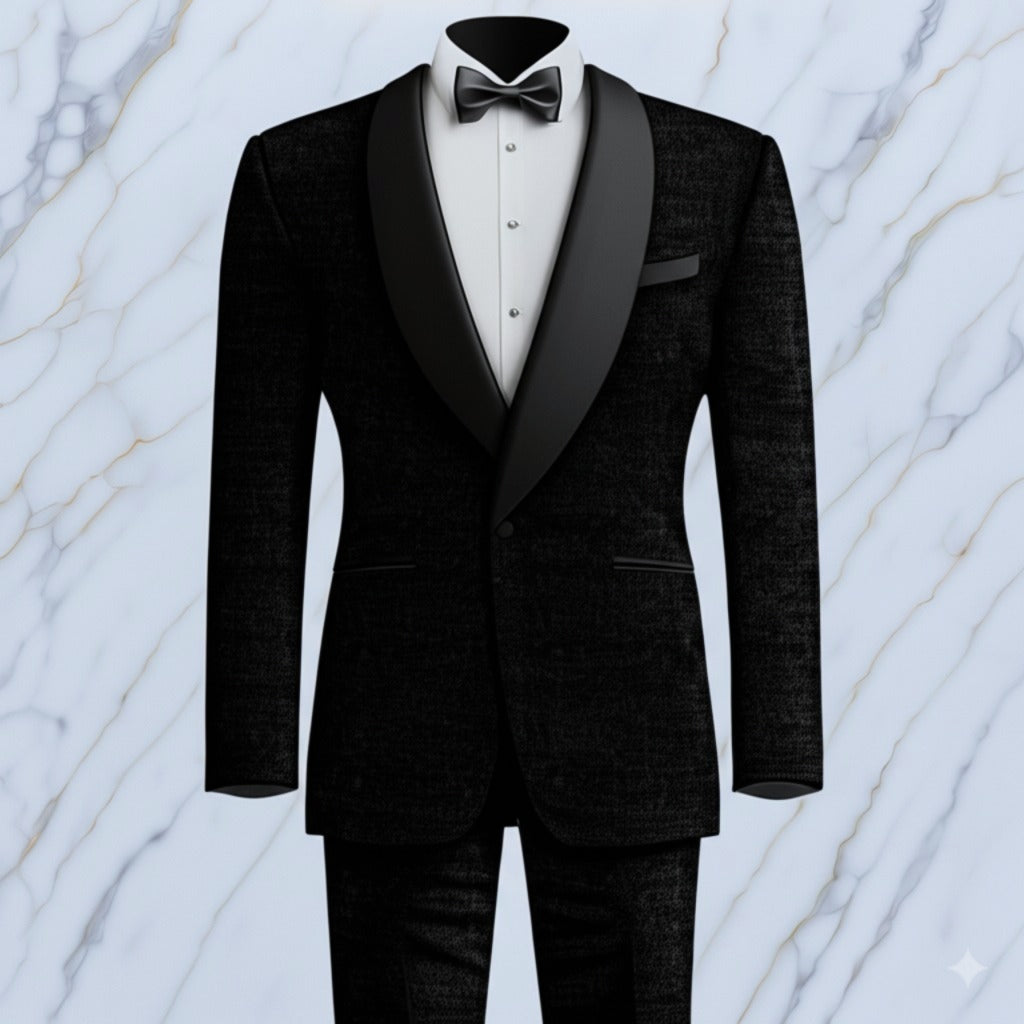 Black Tuxedo – Custom Tailored, Made-to-Measure Shawl Lapel Wedding Suit