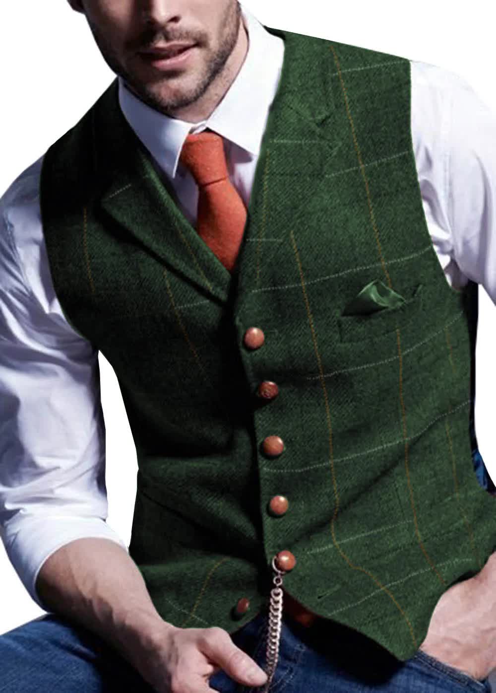 dark-green-checked-tweed-3-piece-suit gallery