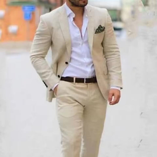 Sandy Beige Linen Suit