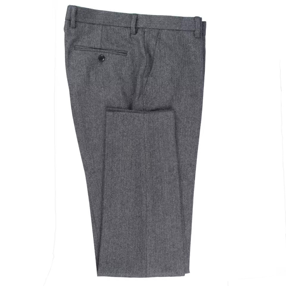 Charcoal Herringbone Wool-Blend Winter Trousers