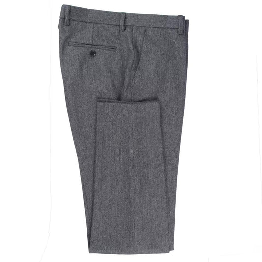 Charcoal Herringbone Wool-Blend Winter Trousers