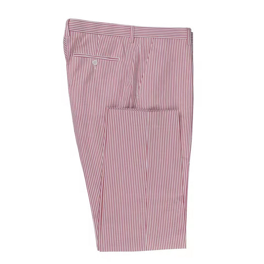Red Seersucker Striped Summer Trousers
