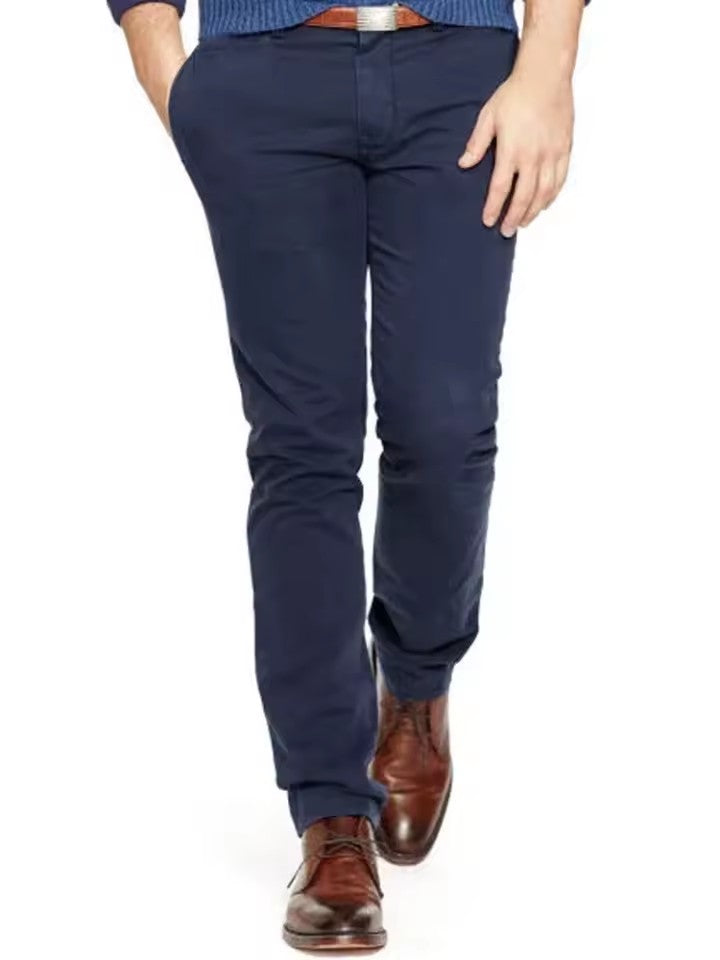 Khaki Stretch Cotton Chinos — view 3