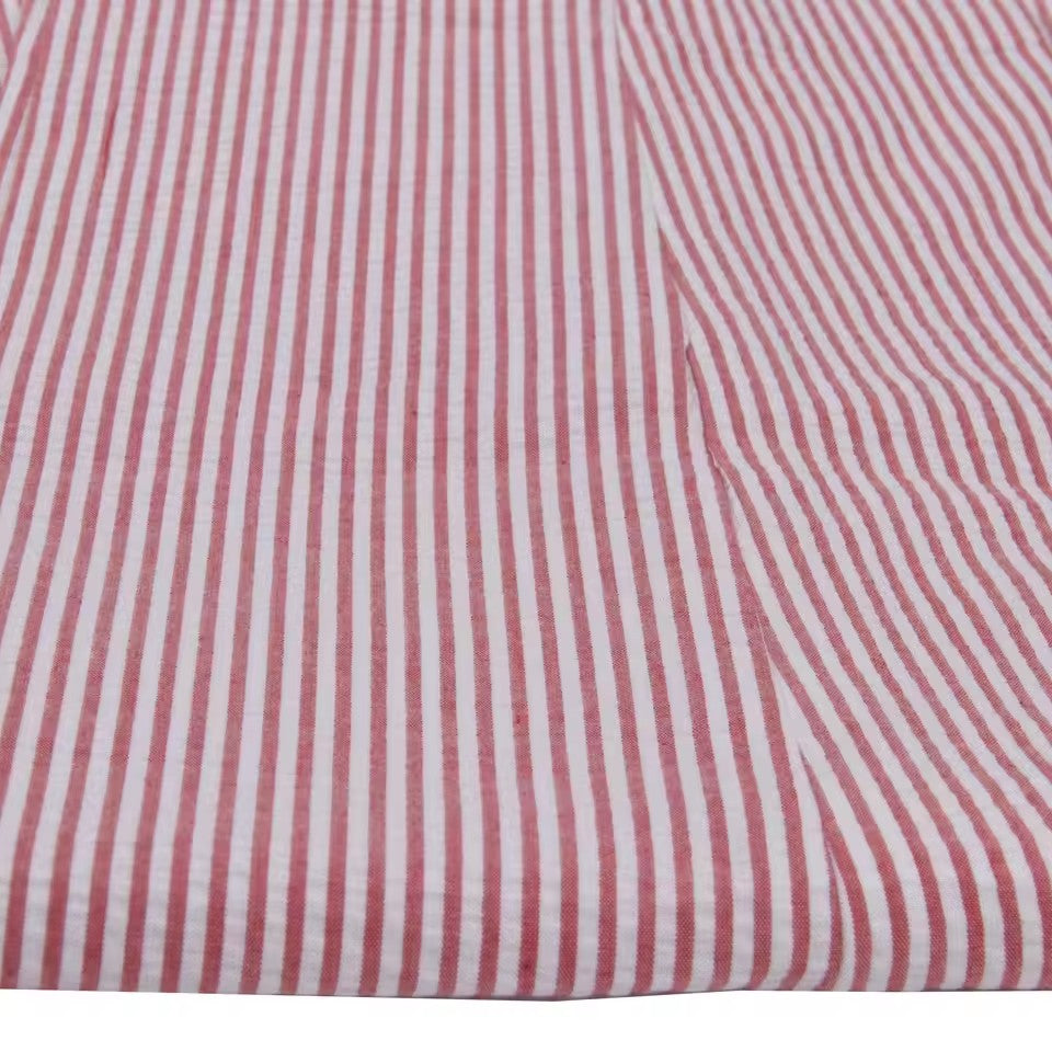 Red Seersucker Striped Summer Trousers — view 4