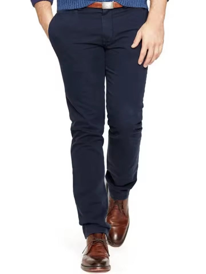 Khaki Stretch Cotton Chinos — view 2
