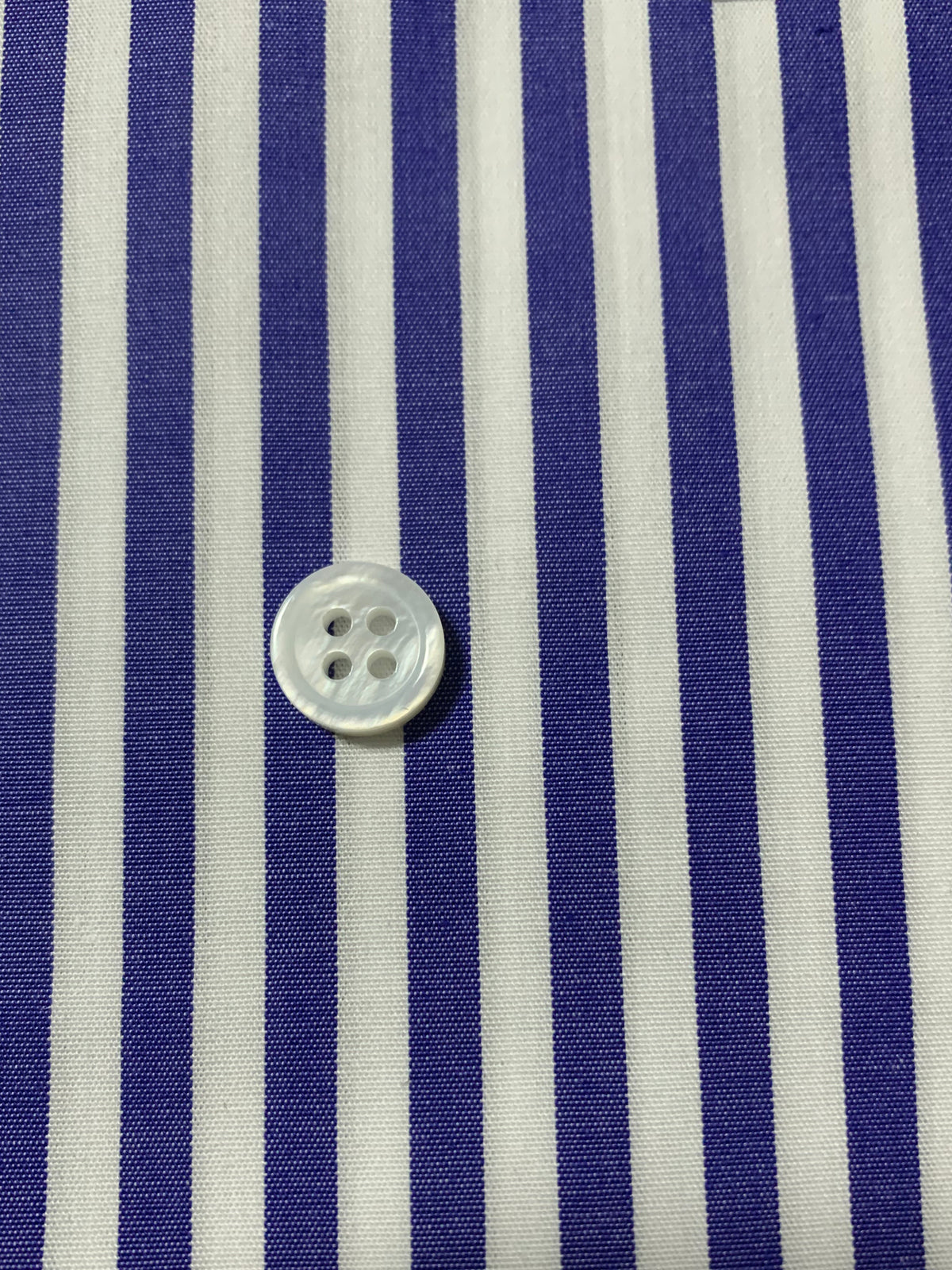 Wide Blue Striped Cotton Dress Shirt — view 3
