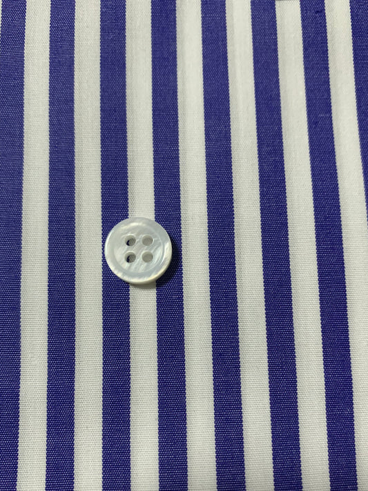 Wide Blue Striped Cotton Dress Shirt — view 3