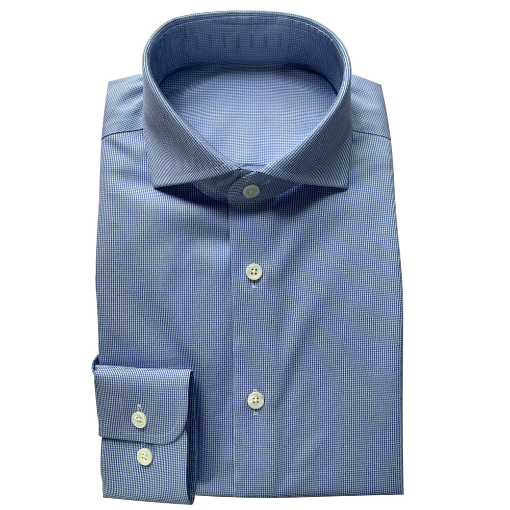 Blue Pattern 80s 2-Ply Cotton Dress Shirt