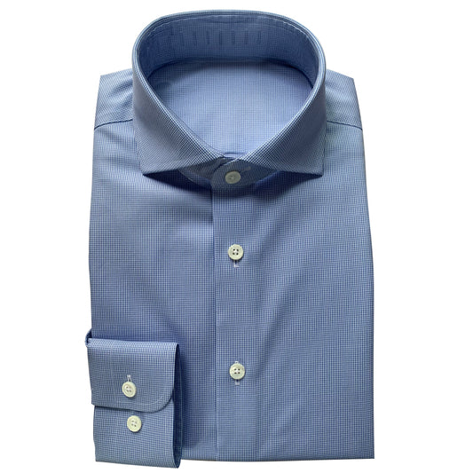 Blue Pattern 80s 2-Ply Cotton Dress Shirt