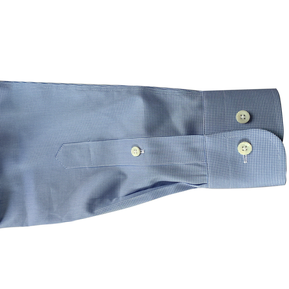 Blue Pattern 80s 2-Ply Cotton Dress Shirt — view 3