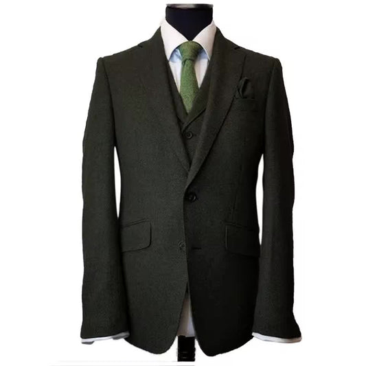 Dark Green Checked Tweed 3-Piece Suit