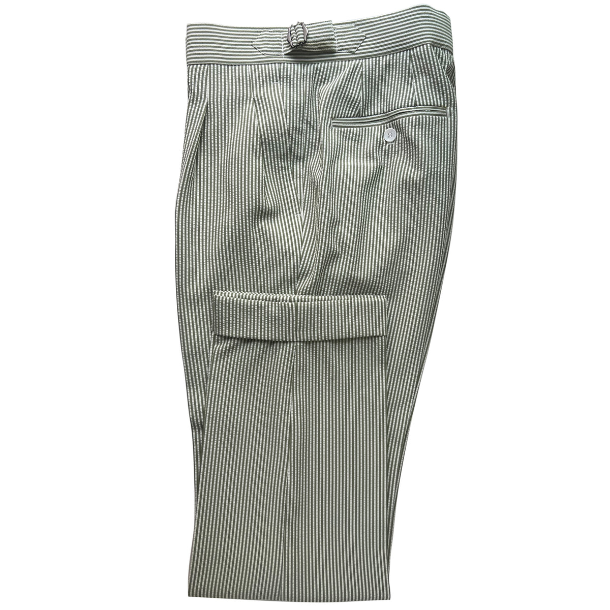 Dark Green Seersucker Dress Pants