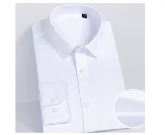 White 100s Two-Ply Cotton Dress Shirt