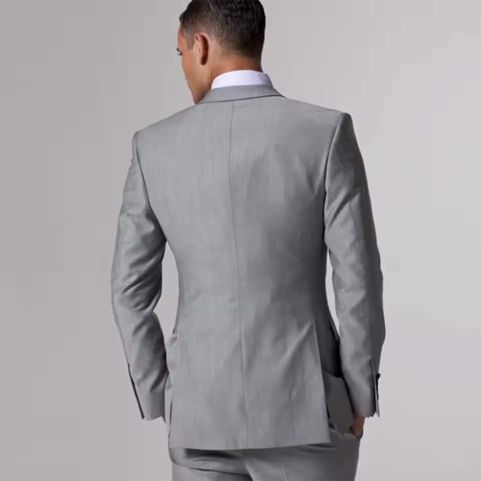Light Grey Three-Piece Wedding Suit