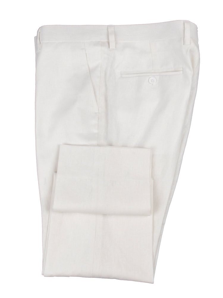 Ivory Linen-Cotton Dress Trousers — view 3