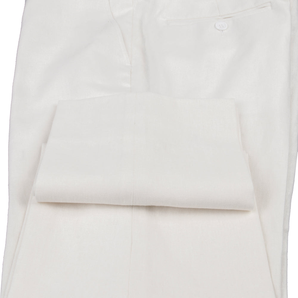 Ivory Linen-Cotton Dress Trousers